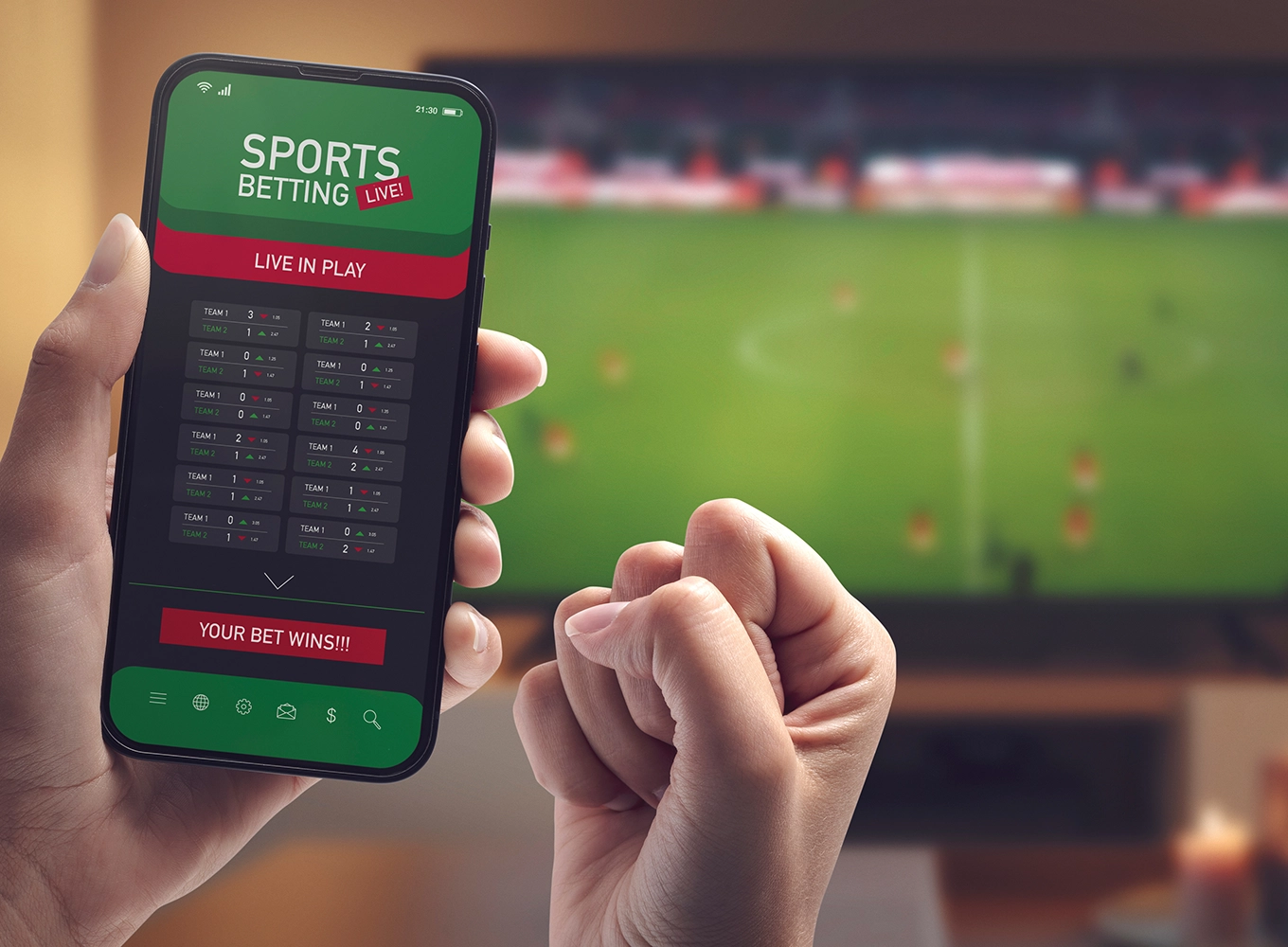 Live in-play betting app for sports betting